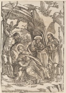 Święta Rodzina ze św. Sebastianem i św. Rochem autorstwa Francesco Denanto