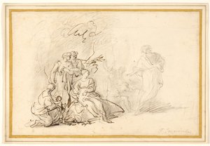 Rebecca ukrywa bogów domowych przed Laban autorstwa Francesco Fernandi