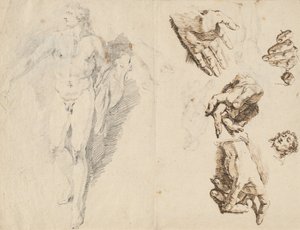 Apollo i Studia Własnej Ręki Artysty [recto] autorstwa Francesco Fontebasso