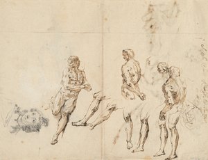 Głowa kobiety i studia aktu męskiego [verso] autorstwa Francesco Fontebasso
