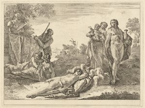 Dziewięć postaci wokół Herm of Pan autorstwa Francesco Fontebasso