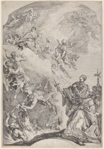 Święty Grzegorz I uwalniający dusze z czyśćca autorstwa Francesco Fontebasso after Sebastiano Ricci
