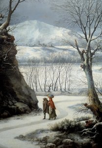 Para na drodze w środku zimy. Obraz Francesco Foschi (? - 1805)