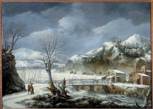 Pejzaż zimowy, Francesco Foschi (zm. 1805) XVIII w. Lille, Muzeum Sztuk Pięknych