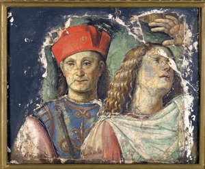 Dwa męskie głowy par France, Francesco (1450-1517). Świeże, ok. 1500, Narodowa Galeria Obrazów w Bolonii