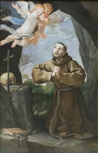 Święty Franciszek adorujący krzyż, ok. 1630-40 (olej na płótnie) autorstwa Francesco Giovanni Gessi