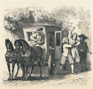 Porwanie Łucji, epizod z Narzeczonego, Alessandro Manzoni (1785-1873), ilustracja Francesco Gonin (1808-1889) do wydania z 1840 r.