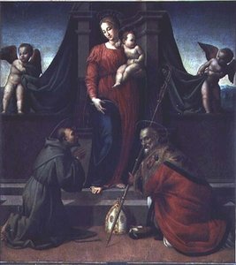 Madonna z Dzieciątkiem ze św. Franciszkiem i św. Zenobiusem autorstwa Francesco Granacci