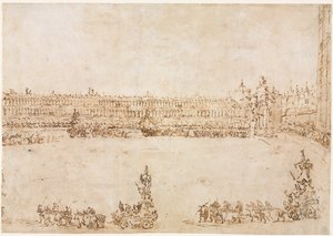 Procesja triumfalnych samochodów na Piazza San Marco w Wenecji, świętująca wizytę..., 1782. autorstwa Francesco Guardi