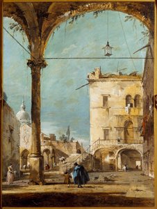 Portyk w Wenecji Obraz Francesco Guardi (1712-1793) XVIII-wieczny Paryż, Musee Jacquemart Andre autorstwa Francesco Guardi