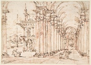 Architektoniczne kaprys: sklepiona kolumnada pałacu autorstwa Francesco Guardi