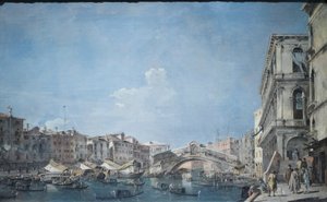 Canal grande przy moście Rialto, ok. 1780-90 (olej na płótnie) autorstwa Francesco Guardi