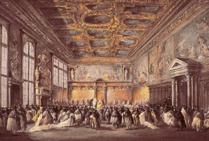 Uroczystość w Pałacu Dożów autorstwa Francesco Guardi