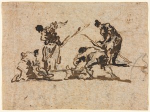 Rolnicy i praca rybaków, XVIII wiek. autorstwa Francesco Guardi