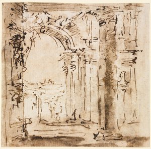 Para rysunków: Szkic labiryntu willi Pisani i Piazza San Marco..., 1773-1778. autorstwa Francesco Guardi