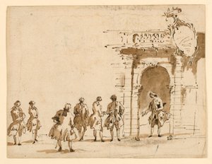 Szkic na przyjęcie w Palazzo Surian autorstwa Francesco Guardi