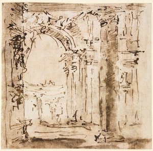 Szkic Labiryntu Willi Pisani autorstwa Francesco Guardi
