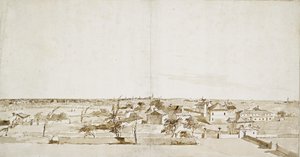 Widok na ogród willi Loredan (pióro i brązowy tusz z brązowym rozmyciem na białym papierze) autorstwa Francesco Guardi
