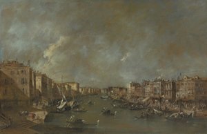 Widok na Canal Grande z Ponte di Rialto, po 1775 autorstwa Francesco Guardi