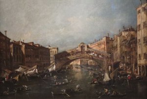 Widok na Rialto, Wenecja, od strony Wielkiego Kanału autorstwa Francesco Guardi