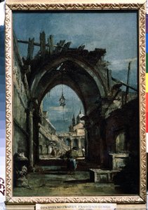 ""Widok Wenecji"" Ruiny na pierwszym planie. Obraz Francesco Guardi (1712-1793) około 1770 Muzeum Puszkina autorstwa Francesco Guardi