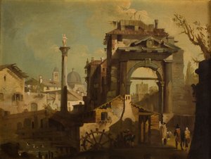 Widok włoskiego miasta autorstwa Francesco Guardi