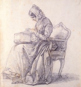 Portret żony, Francesco Hayez (1791-1882), rysunek autorstwa Francesco Hayez