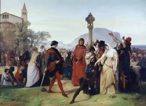 Nieszpory sycylijskie: Wtorek Wielkanocny – Francuskie masakry dokonane przez Sycylijczyków, 31 marca autorstwa Francesco Hayez