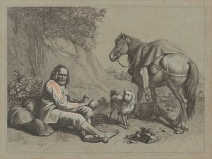 Siedzący staruszek, który ma pić z tykwy, ok. godz. 1763. autorstwa Francesco Londonio