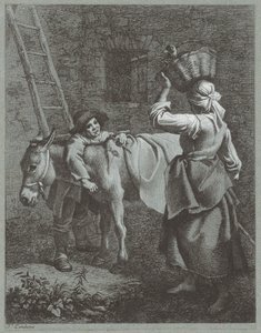 Pasterz rozmawiający z dziewczyną z farmy, 1764. autorstwa Francesco Londonio