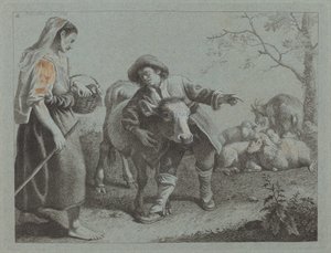 Pasterz wskazujący drogę do pasterki, 1762. autorstwa Francesco Londonio