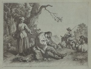 Śpiący pasterz i kobieta z dzieckiem, 17591782. autorstwa Francesco Londonio