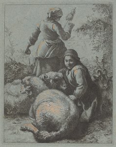 Prządka i pasterz ze stadem, 17581759. autorstwa Francesco Londonio