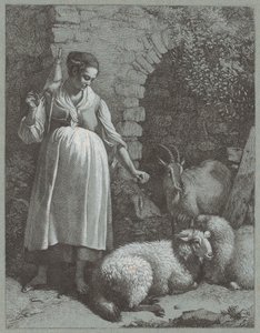 Kobieta przędzenia przędzy przy łuku, 1764. autorstwa Francesco Londonio