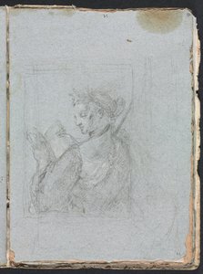 Szkicownik Verona: Postać kobieca z otwartą książką, strona 63, 1760. autorstwa Francesco Lorenzi