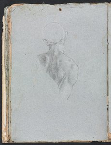 Szkicownik Verona: Naga męska głowa i ramiona od tyłu, strona 62, 1760. autorstwa Francesco Lorenzi