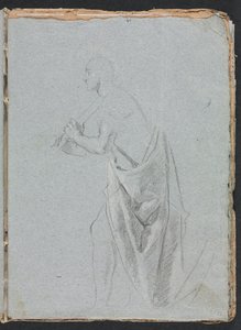 Szkicownik Verona: Stojący mężczyzna z draperią, strona 19, 1760. autorstwa Francesco Lorenzi
