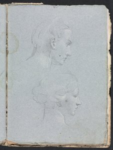 Szkicownik Verona: Dwie głowy strona 85, 1760. autorstwa Francesco Lorenzi