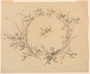 Rysunek, Studium dekoracji freskowej, Pałac Kwirynalski, Rzym, 1815-16
