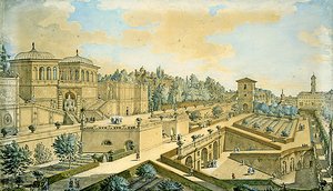 Widok na Rzym (akwarela na papierze) autorstwa Francesco Panini