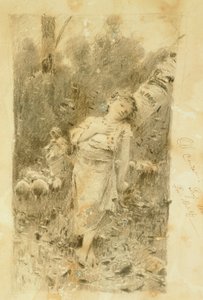 Pasterka – Francesco Paolo Michetti (1851-1929), rysunek.