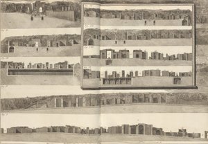 Przekroje, które ukazują różne aspekty budowli ukazanych na planie Pom..., 1804 r. autorstwa Francesco Piranesi
