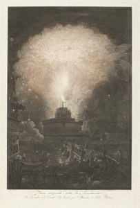 Girandola w Zamku Świętego Anioła Fajerwerki w Zamku Świętego Anioła Fuoco Artificial detto la Girandola (tytuł na obiekcie) autorstwa Francesco Piranesi