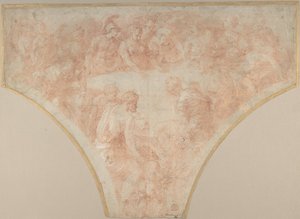 Jabłko niezgody rzucone przez Eris na ślubie Peleusa i Tetydy: Study for Fresco..., 1504-70. autorstwa Francesco Primaticcio