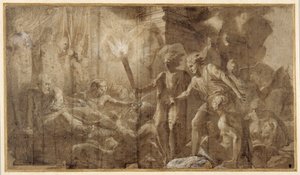 Hercules makaa Omphalepolishin vieressä autorstwa Francesco Primaticcio