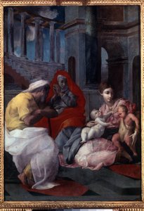 „Święta Rodzina ze św. Janem Chrzcicielem i św. Elżbietą” (Święta Rodzina ze św. Janem Chrzcicielem i św. Elżbietą) Obraz Francesco Primaticcio, znany jako Le Primatice (1504-1570) autorstwa Francesco Primaticcio