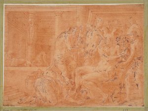 Odysseus wäscht seine Hände autorstwa Francesco Primaticcio