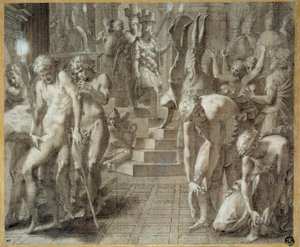 Maskarada Persepolis. Rysunek Francesco Primaticcio znany jako Prymat (1504-1570) autorstwa Francesco Primaticcio