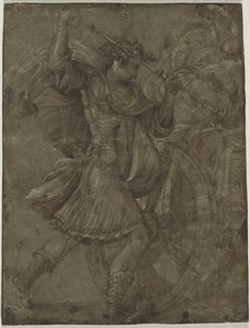 Człowiek w zbroi obok rydwanu, c. 1550. autorstwa Francesco de Rossi Salviati Cecchino