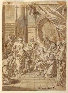 Rysunek Chrystus i cudzołożna kobieta, 1750-60 autorstwa Francesco Saverio Mergolo